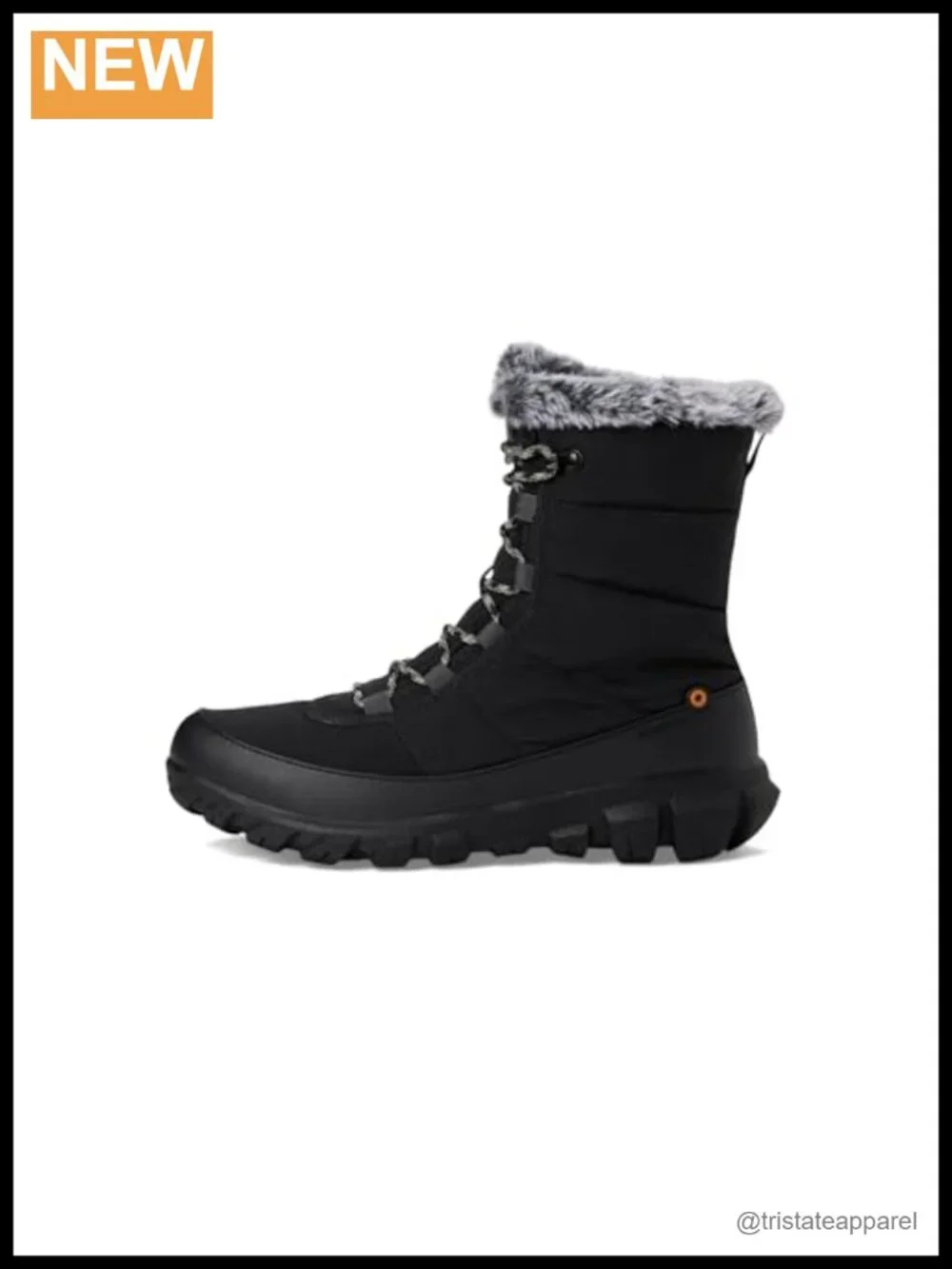 Waterproof Snow Boots Mid-Calf with Faux Fur Trim Lace-Up Slip-Resistant Quilted